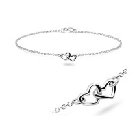 Double Heart Silver Anklets ANK-316